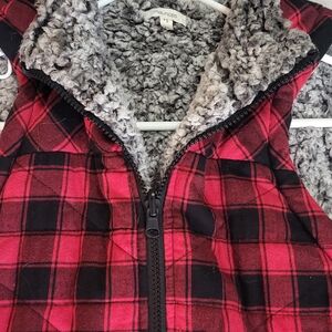 Red and Black Plaid Vest with Sherpa Lining Maurice's Medium